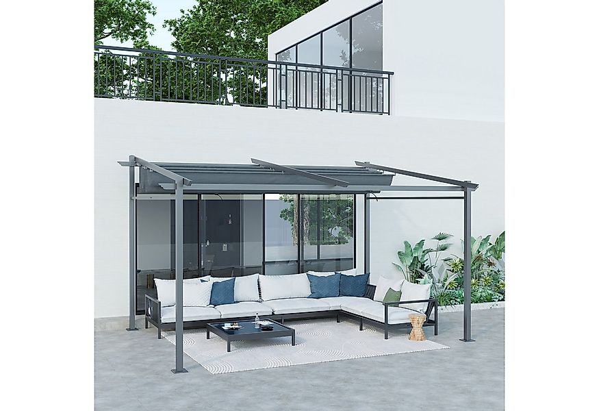 Outsunny Pergola aus Aluminium, Wandmontage, mit Verstellbares Dach, (Terra günstig online kaufen