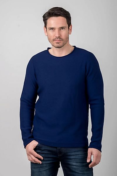 R-neck Merino Strickpullover Blau günstig online kaufen