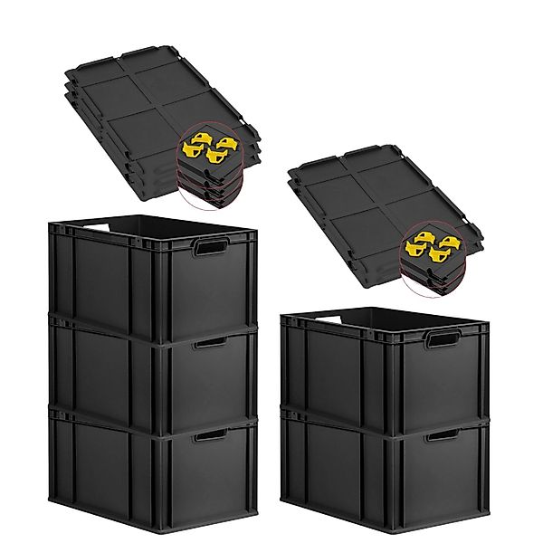 PROREGAL SparSet 5x Eurobox Nextgen Grip Mit Auflagedeckel Und Gelben Versc günstig online kaufen