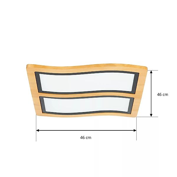 Lucande LED-Deckenleuchte Joren, 48 cm lang, Holz, 2-flammig günstig online kaufen