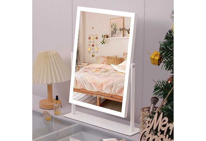 FENCHILIN Schminkspiegel mit LED Lichtleiste weiß 30/41 cm günstig online kaufen