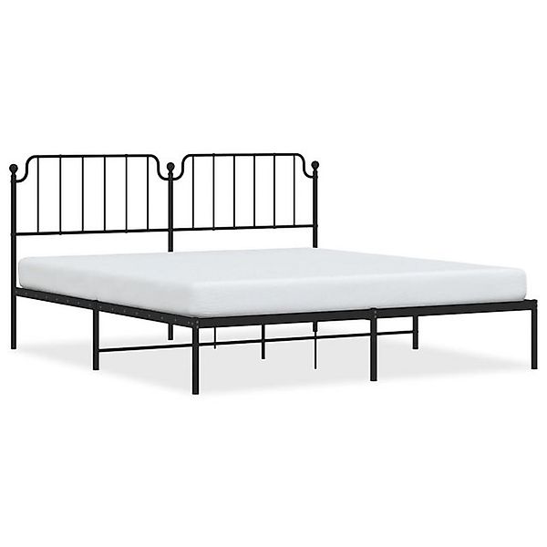 vidaXL Bettgestell, Bettrahmen mit Kopfteil Metall Schwarz 180x200 cm günstig online kaufen