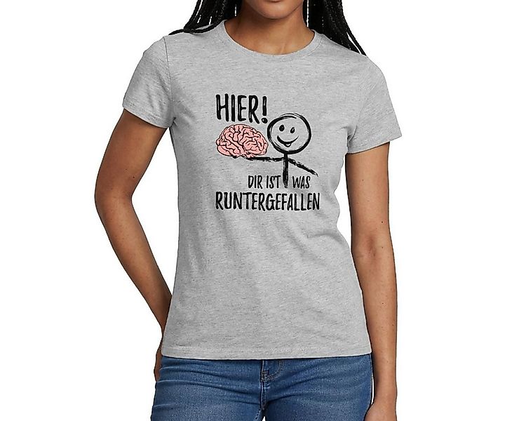 Spreadshirt T-Shirt Hier Dir Ist Was Runtergefallen Lustiger Spruch Mit Geh günstig online kaufen