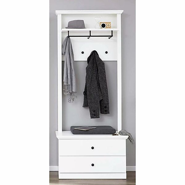 Garderobe mit Sitzbank Landhaus BERGAMA-19 weiß, B/H/T: ca. 81/200/41 cm günstig online kaufen