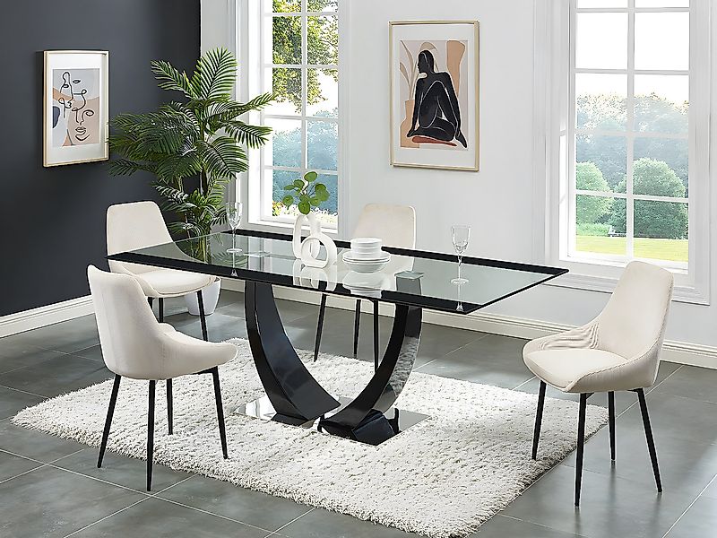 Esstisch - 8 Personen - MDF & Glas - Schwarz - MEZZO günstig online kaufen