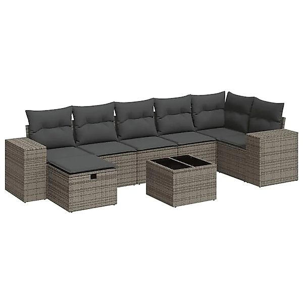 vidaXL 8-Tlg Garten-Sofagarnitur mit Kissen Grau Poly Rattan 3325716 günstig online kaufen