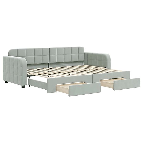 vidaXL Ausziehbett, Tagesbett Ausziehbar mit Schubladen Hellgrau 80x200 cm günstig online kaufen