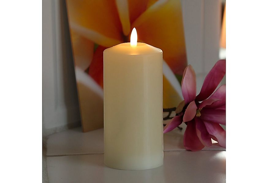 MARELIDA LED-Kerze Stumpenkerze Echtwachs flackernd H: 17,5cm D: 7,5cm Time günstig online kaufen
