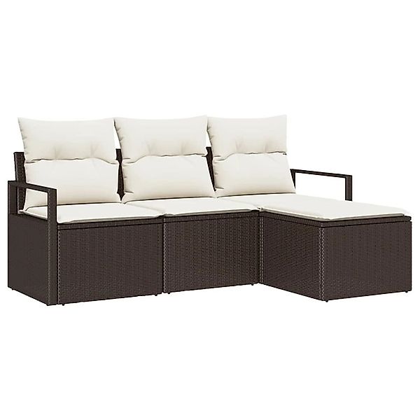vidaXL Garten-Sofa-Set 4-Tlg Braun Poly Rattan 3346328 günstig online kaufen