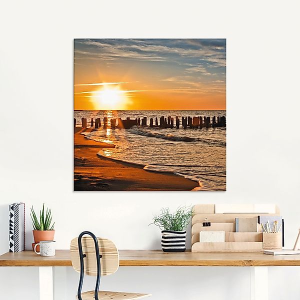 Artland Glasbild "Schöner Sonnenuntergang am Strand" Strand 1 Stk. tlg. in günstig online kaufen