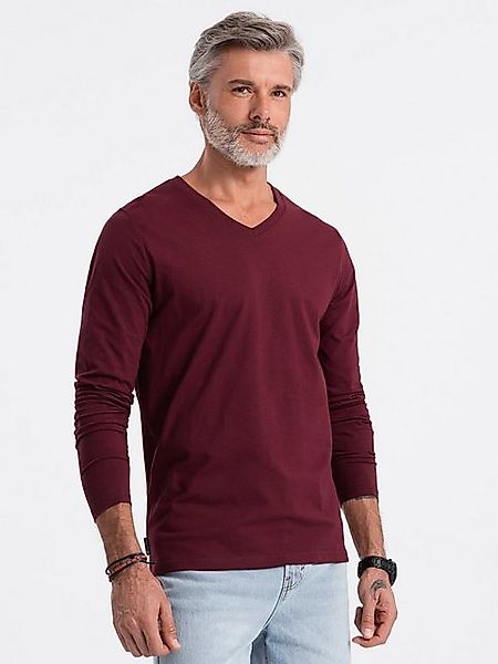 OMBRE Rundhalsshirt Ombre Herren Longsleeve einfarbig - dunkelrot L136 L günstig online kaufen