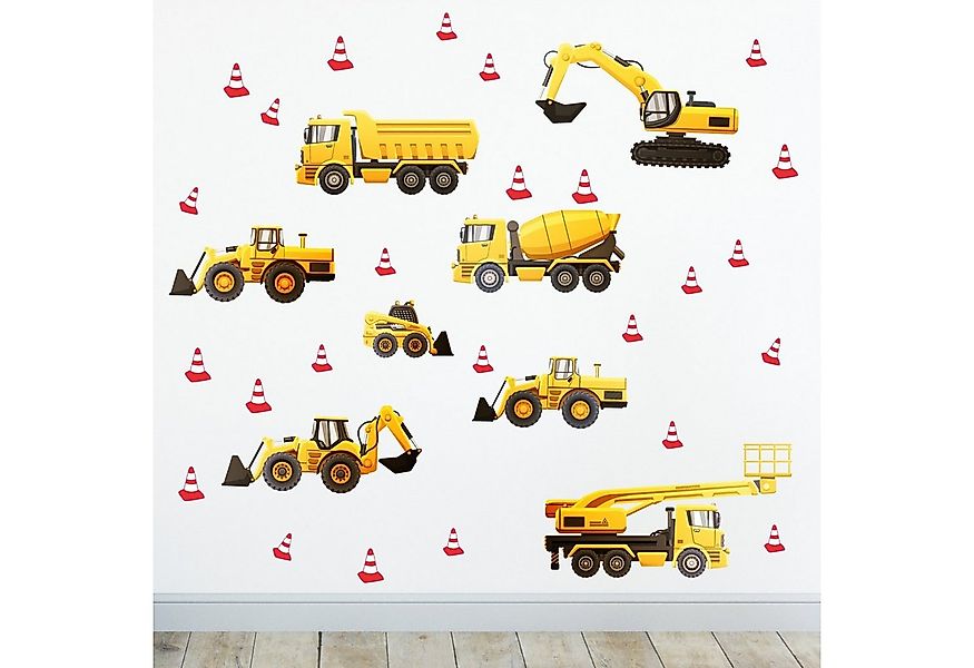Sunnywall Wandtattoo Baufahrzeuge Wandsticker Wandtattoo (3 St), konturgesc günstig online kaufen