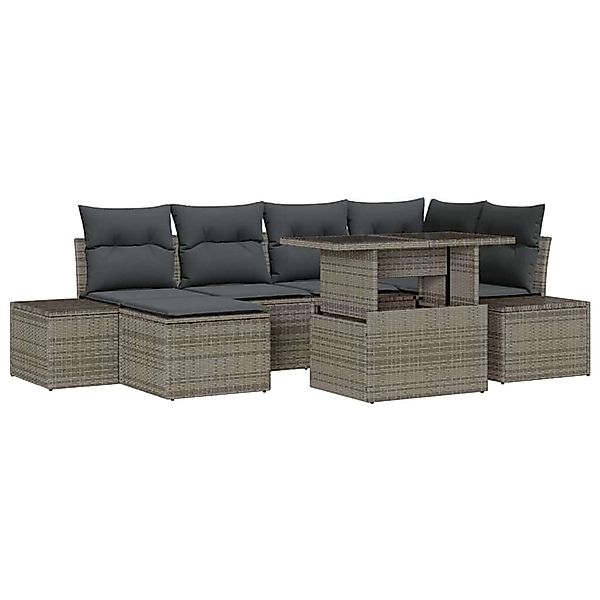 vidaXL Garten-Sofa-Set mit Speicher 7-Tlg Grau Poly Rattan 3357952 günstig online kaufen