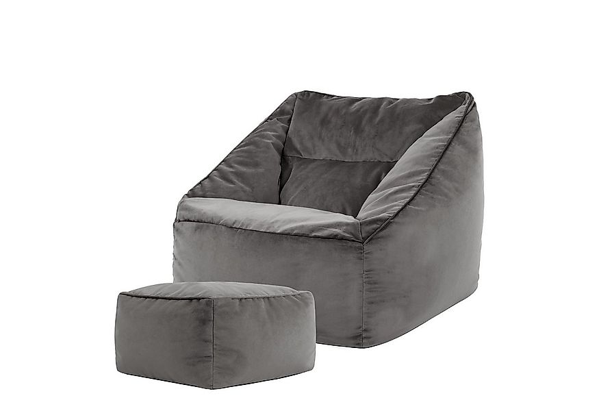 icon Sitzsack Riesen Sessel aus Samt „Natalia" mit Hocker (Spar-Set, 1 x Si günstig online kaufen