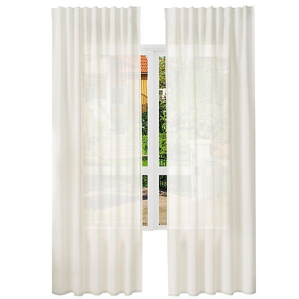 Woltu Gardine, Kräuselband (2 St), halbtransparent, günstig online kaufen