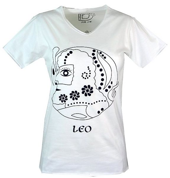 Guru-Shop T-Shirt Sternzeichen T-Shirt `Löwe` - weiß alternative Bekleidung günstig online kaufen