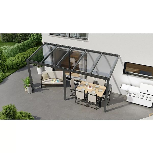 Terrassenüberdachung Professional 500 cm x 250 cm Anthrazit Struktur PC Kla günstig online kaufen
