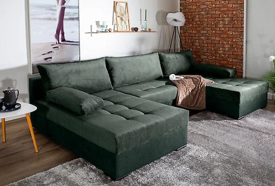 COLLECTION AB Wohnlandschaft »Josy U-Form, B: 307 cm«, mit Bettfunktion & B günstig online kaufen