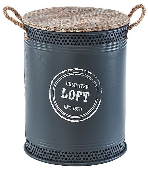 Kobolo Wäschekorb Aufbewahrungsbox LOFT ANTHRAZIT aus Metall und Holz (Stüc günstig online kaufen