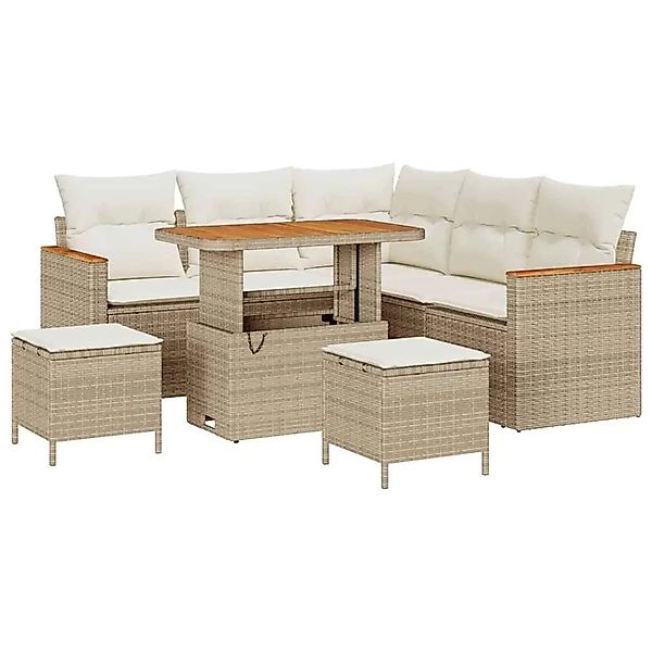 vidaXL Gartensofa-set mit Kissen 8-Tlg Beige Poly-Rattan 3364996 günstig online kaufen