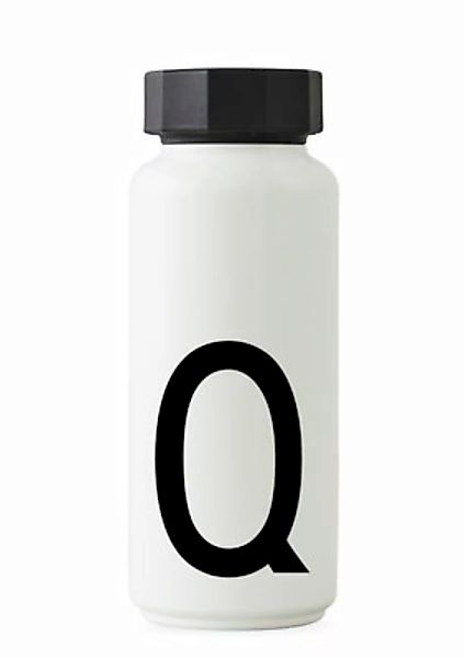 Thermosflasche A-Z metall weiß 500 ml - Buchstabe Q - Design Letters - Weiß günstig online kaufen