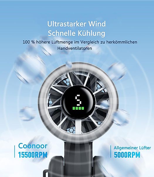Coonoor Handventilator Tragbarer Turbo Handventilator, 5-stufiger günstig online kaufen
