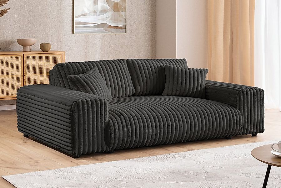 S-Style Möbel 3-Sitzer Sofa Mollis aus Plüschcord mit hohem Sitzkomfort, mi günstig online kaufen