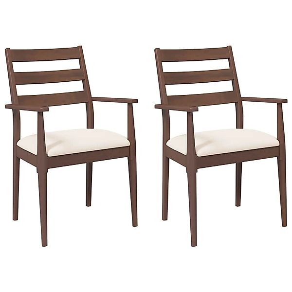 vidaXL Esszimmerstühle mit Kissen 2 Stk Braun Massivholz Gummibaum 4102471 günstig online kaufen
