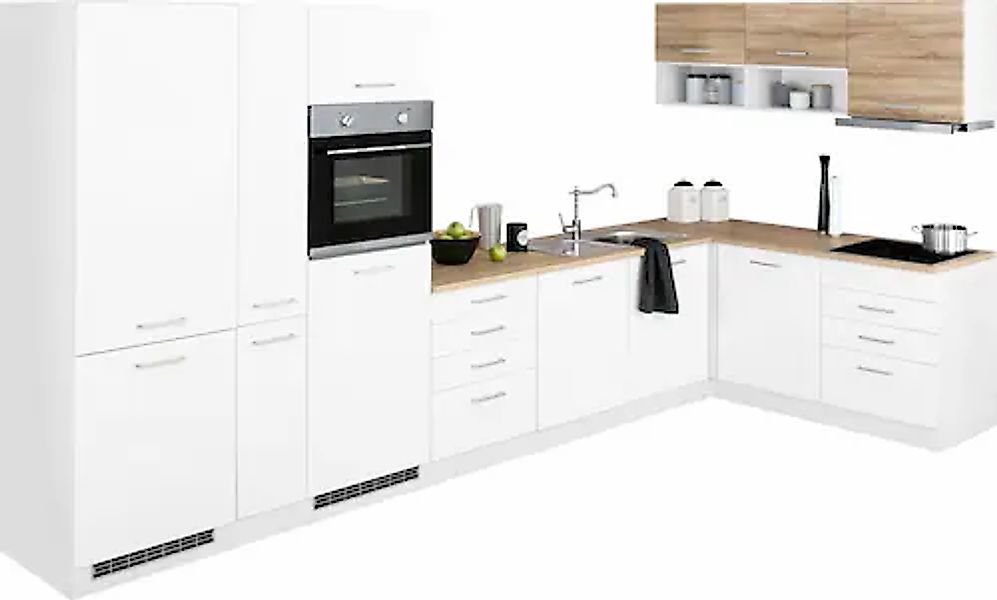 KOCHSTATION Winkelküche "KS-Visby", mit E-Geräte, 390x180 cm, inkl. Kühl/Ge günstig online kaufen