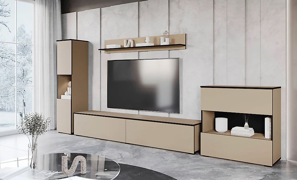INOSIGN Wohnwand "PARIS, Vitrine Türanschlag links/rechts wechselbar", (Kom günstig online kaufen