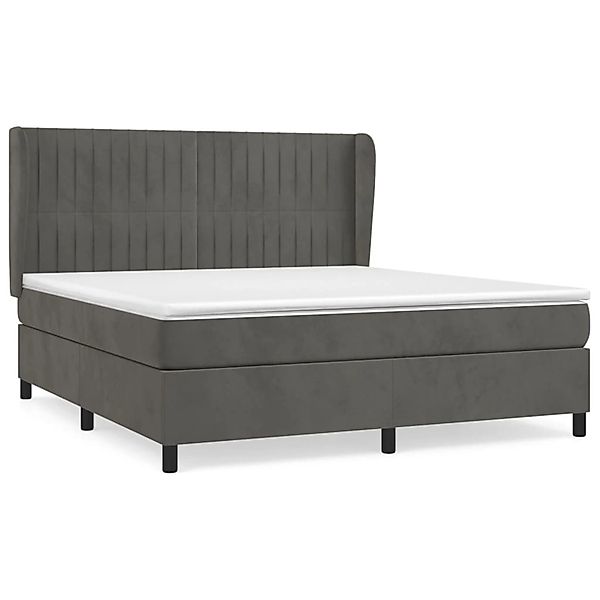 vidaXL Boxspringbett mit Matratze Dunkelgrau 160x200 cm Samt1372958 günstig online kaufen