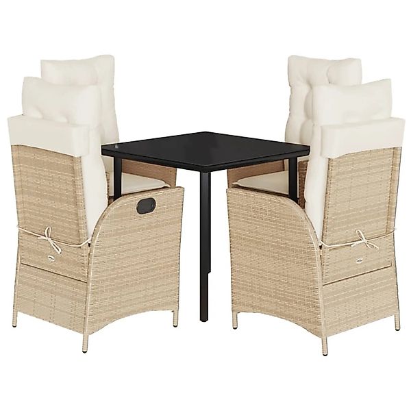 vidaXL 5-Tlg Garten-Essgruppe mit Kissen Beige Poly Rattan 3213245 günstig online kaufen