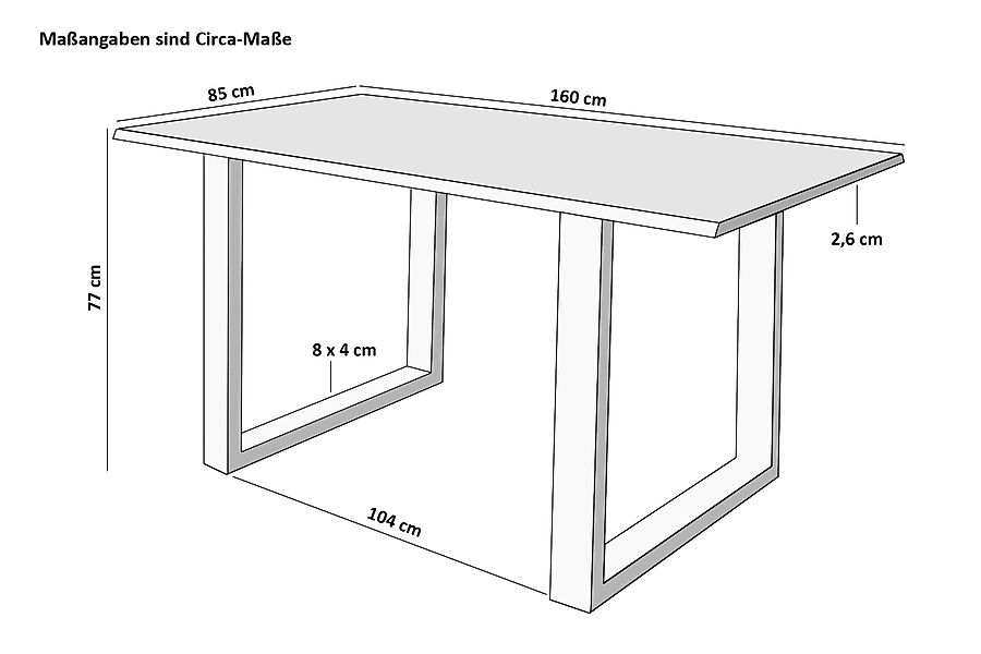 SAM® Baumkantentisch Quarto, Akazienholz, Baumkante, Metallgestell günstig online kaufen