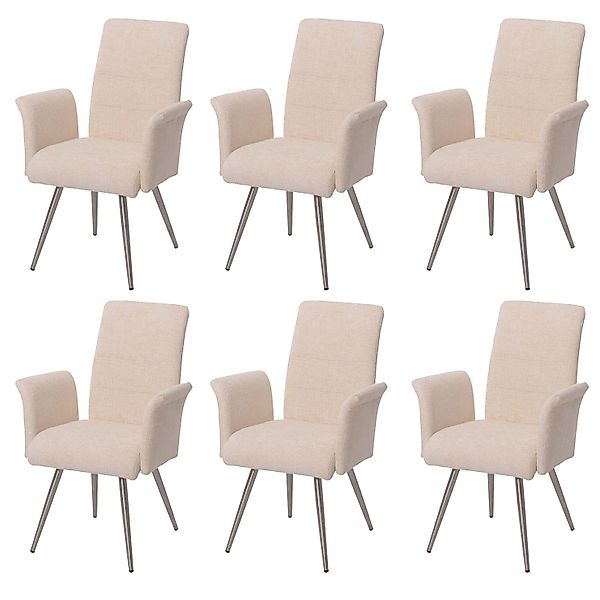 MCW Esszimmerstuhl G55 6er-Set mit Armlehne Creme günstig online kaufen