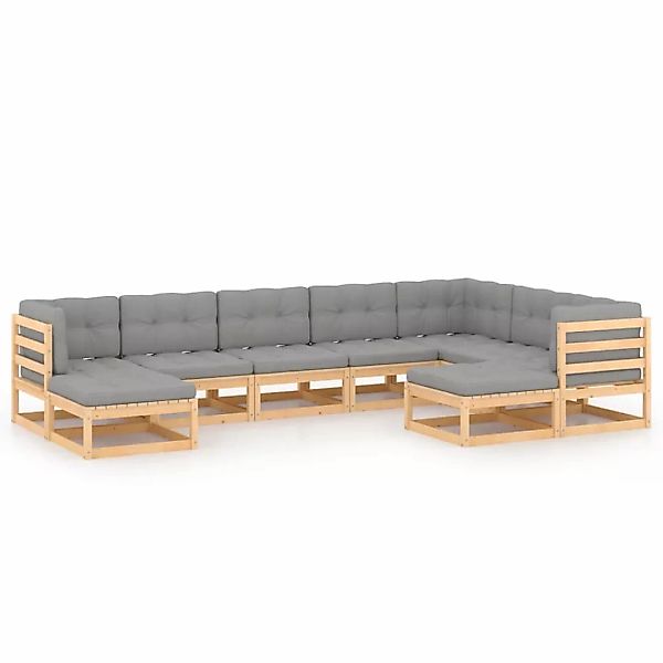 9-tlg. Garten-lounge-set Mit Kissen Massivholz Kiefer günstig online kaufen