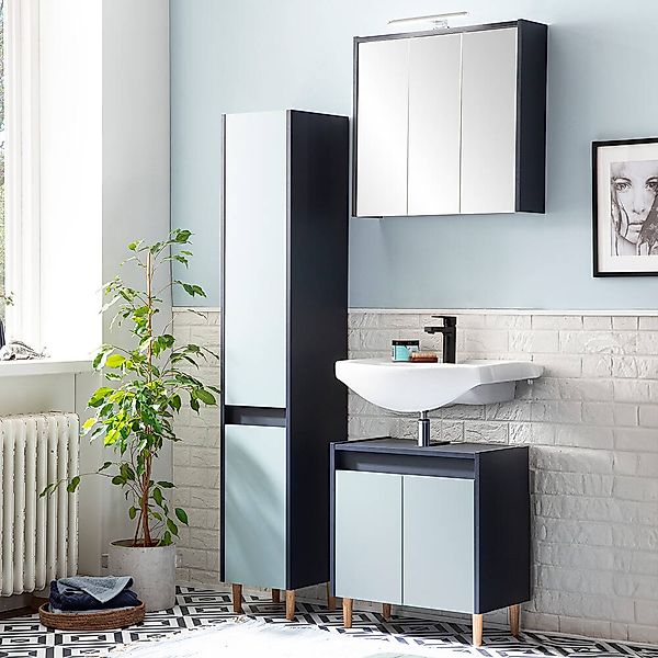 Badezimmer Set 3-teilig modern in blau LOANO-80 günstig online kaufen