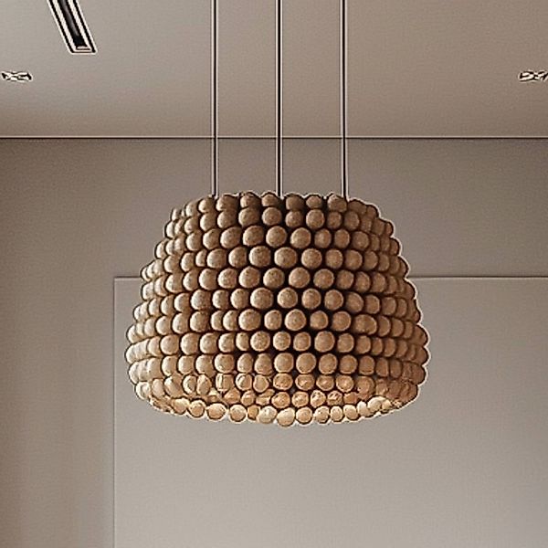 Lucande Hängeleuchte MARBLE, Holz, naturfarben, Ø 40 cm, E27 günstig online kaufen