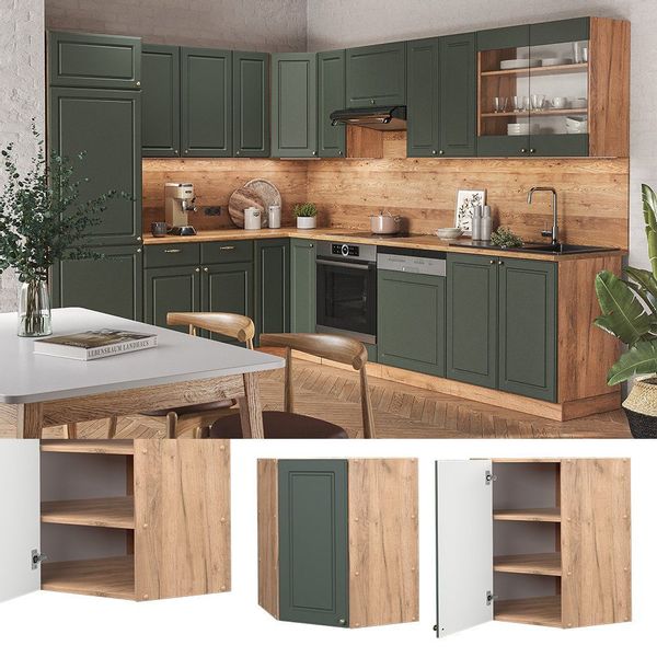 Vicco Eckhängeschrank Fame-Line, Grün-Gold Landhaus/Goldkraft Eiche, günstig online kaufen