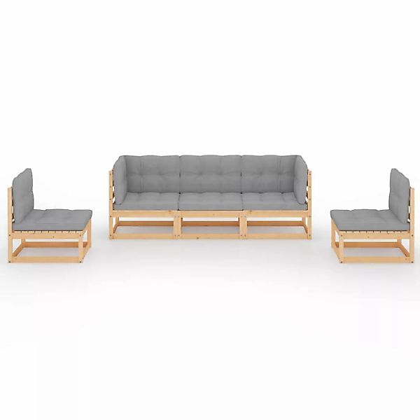 5-tlg. Garten-lounge-set Mit Kissen Kiefer Massivholz günstig online kaufen