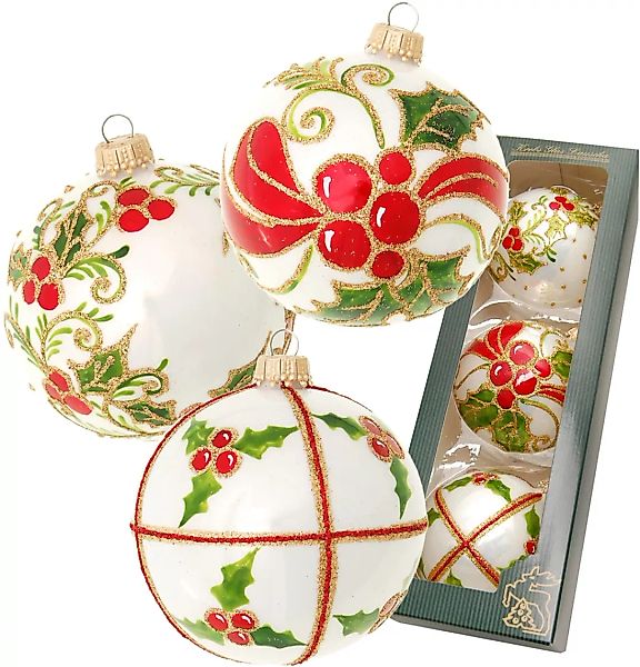 Krebs Glas Lauscha Weihnachtsbaumkugel "Stechpalme, mundgeblasen und handbe günstig online kaufen