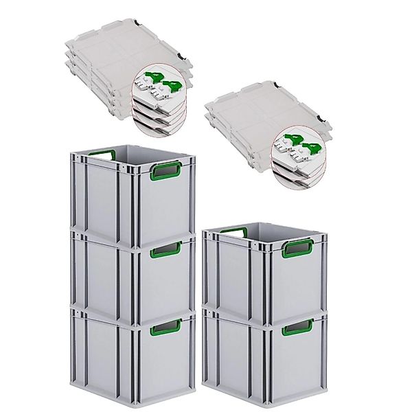 PROREGAL Spar Set 5x Eurobox Nextgen Color Mit Scharnierdeckel & Schiebesch günstig online kaufen