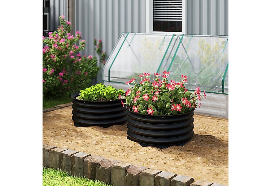 Outsunny Hochbeet 2er-Set, aus Stahl (Pflanzkasten, 2 St., Gemüsebeet), Ø60 günstig online kaufen