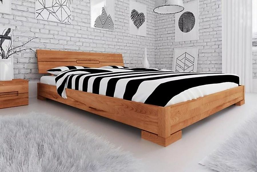 Natur24 Bett Bett Bento 5 Sonderlänge 180x220 Kernbuche Holzkopfteil und Ho günstig online kaufen