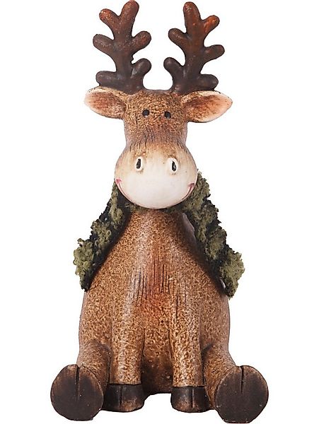 Trend Line Weihnachtsfigur Dekofigur Rentier sitzend Polyresin 15 x 8 cm günstig online kaufen