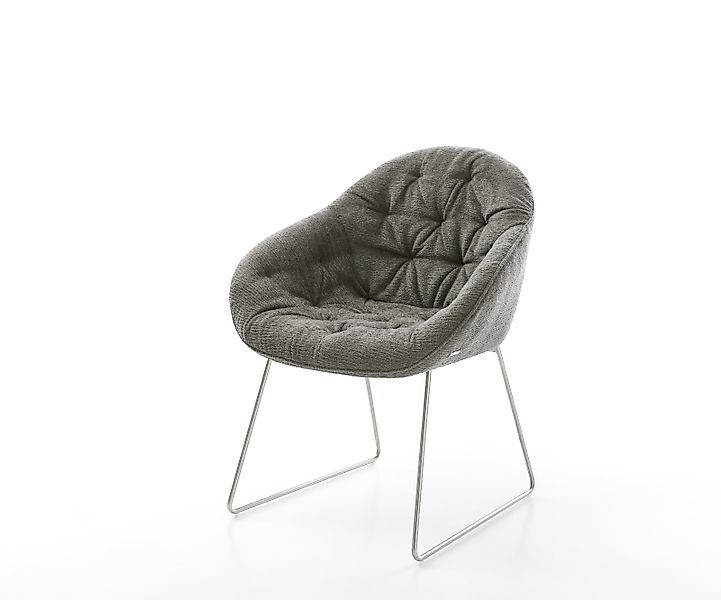 Esszimmerstuhl Gaio-Flex Bouclé Soft Schlamm Kufengestell Edelstahl günstig online kaufen