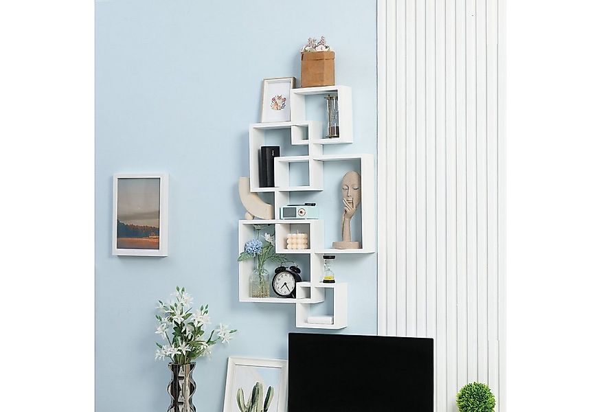 HOMCOM Wandregal Schweberegal, 5 Würfel, ineinandergreifend, 9 Fächer, Wand günstig online kaufen