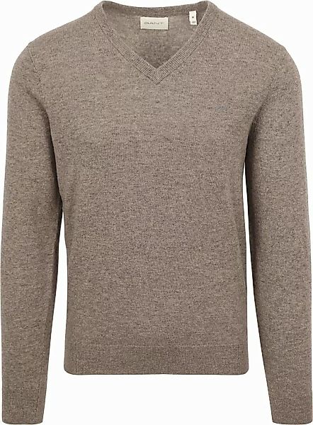 Gant Pullover Lambswool Graubraun - Größe M günstig online kaufen