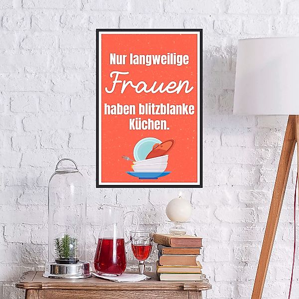 queence Metallbild "Langweilige Frauen", Schriftzüge, (1 St.), Stahlschilde günstig online kaufen