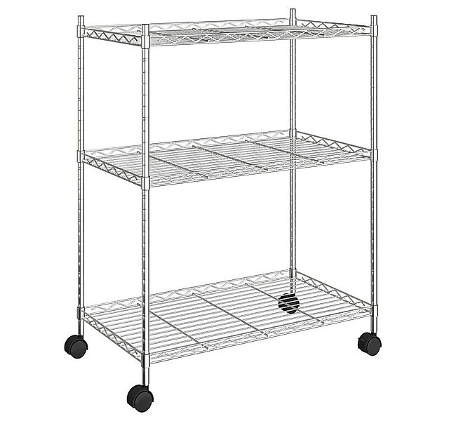 vidaXL Regal, Lagerregal mit 3 Böden und Rollen 60x35x81 cm Verchromt 150 k günstig online kaufen