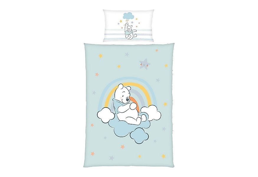 Herding Babybettwäsche WINNIE POOH, 100 x 135 cm, Blau, Weiß, Grau, Baumwol günstig online kaufen
